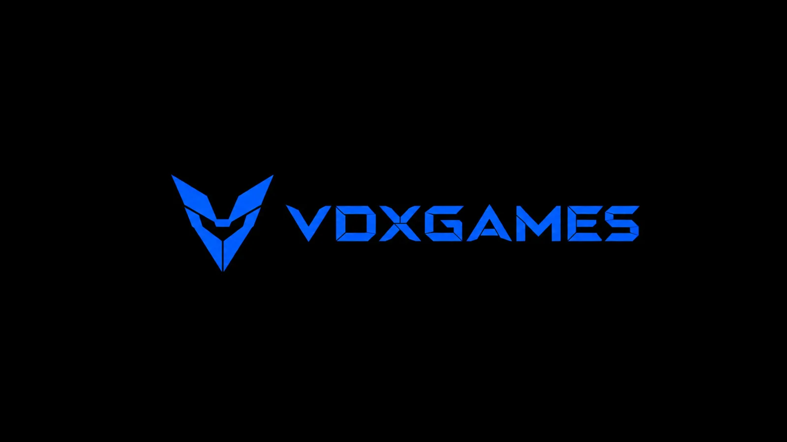 Logo azul do VDXGAMES sobre fundo preto